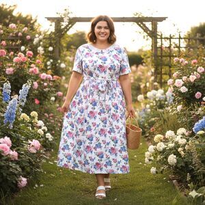 Vintage Ransom California Floral Maxi Dress 22W Cottagecore Grandmacore 90s